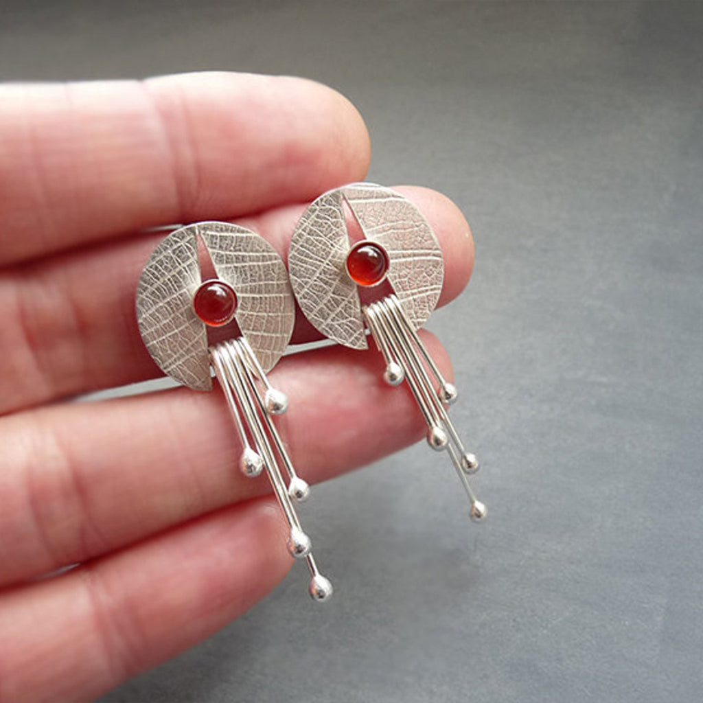 Tassel Red Agate Earrings