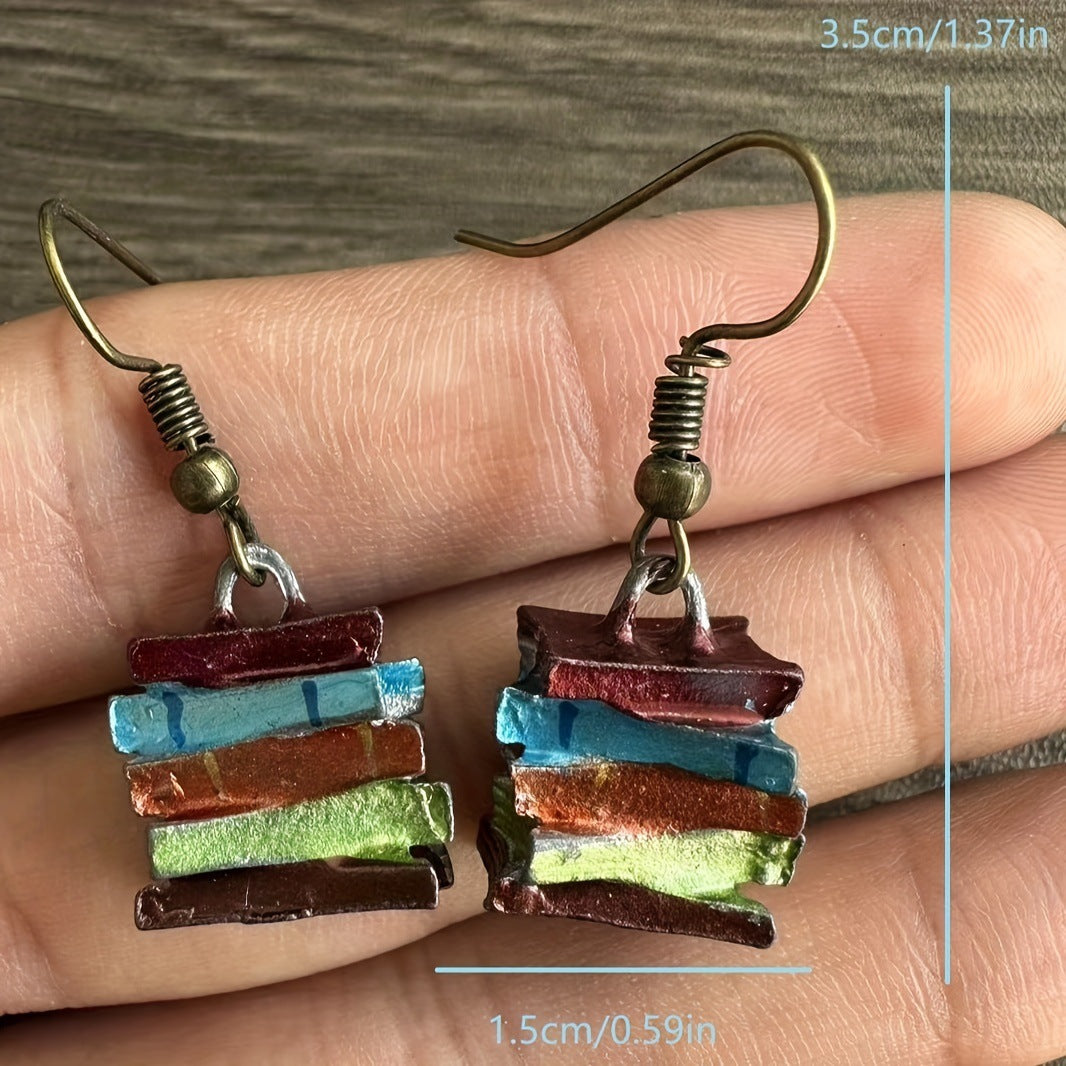 Retro Library Book Earrings