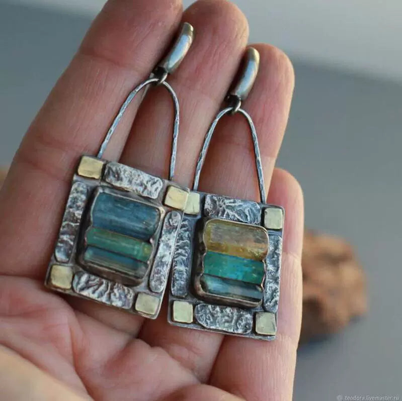 Geometric Crystal Stone Earrings