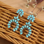Retro Geometric Turquoise Earrings