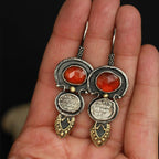 Agate Red Waterdrop Relief Earrings