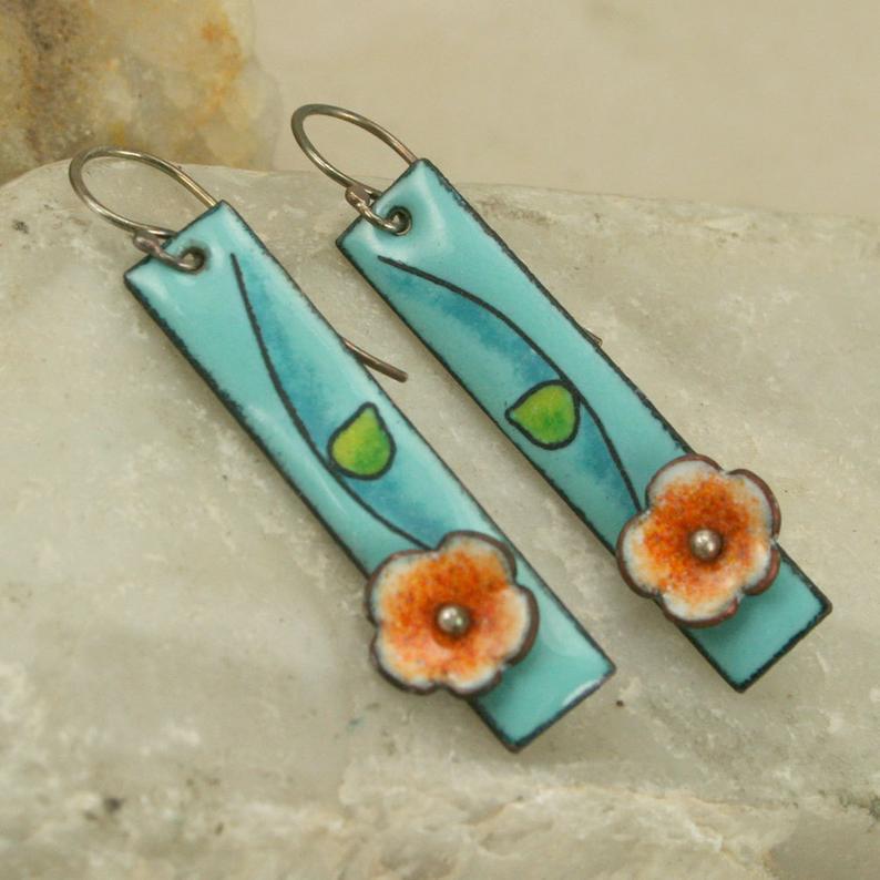 Floral Oil Painting Earrings