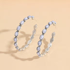 Large Circle C-Shaped Turquoise Earrings