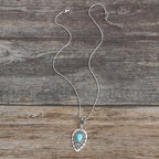 Engraved drop-Shaped Turquoise Necklace