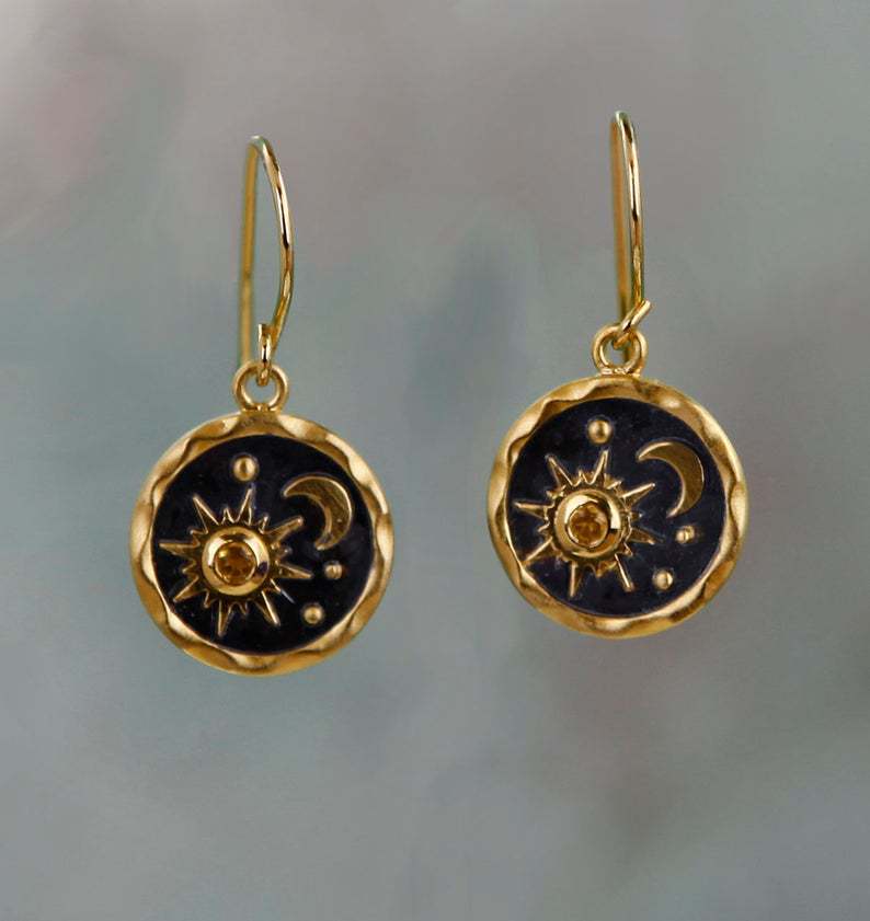 Sun and Moon Earrings Pendant