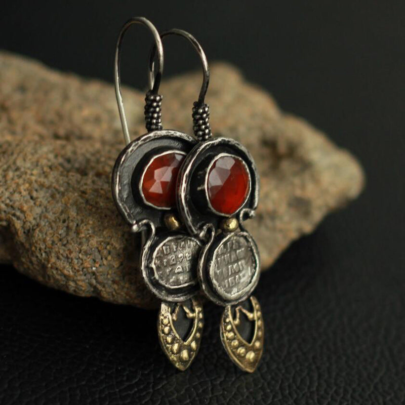 Agate Red Waterdrop Relief Earrings
