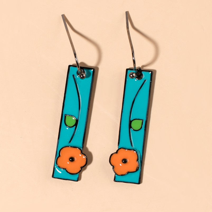 Floral Oil Painting Earrings