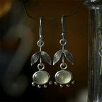 Leaf-Shaped Eat's Eye Stone Earrings