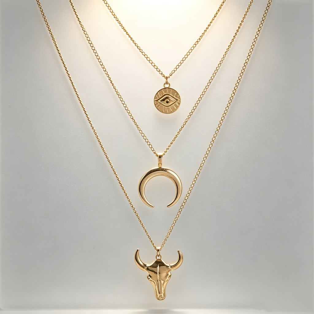 Cow-Head Geometric Multi-Layer Necklace