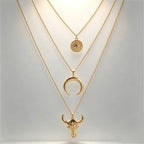 Cow-Head Geometric Multi-Layer Necklace
